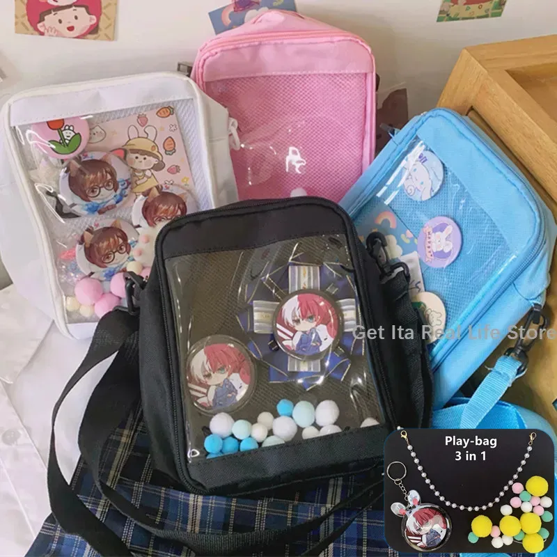 Kawaii Mini Crossbody Bags for Women Cute PVC Transparent Small Clear Ita Bag Shoulder Purse Phone
