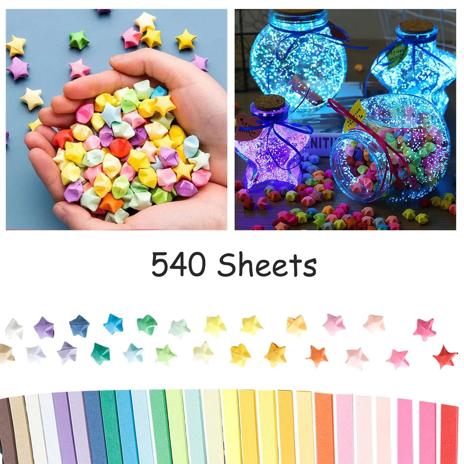 

540 Sheets Paper Strips Double Colorful Star Folding Paper For Gifts Arts Craft Supplies Decorative DIY Lucky Star Handicrafts