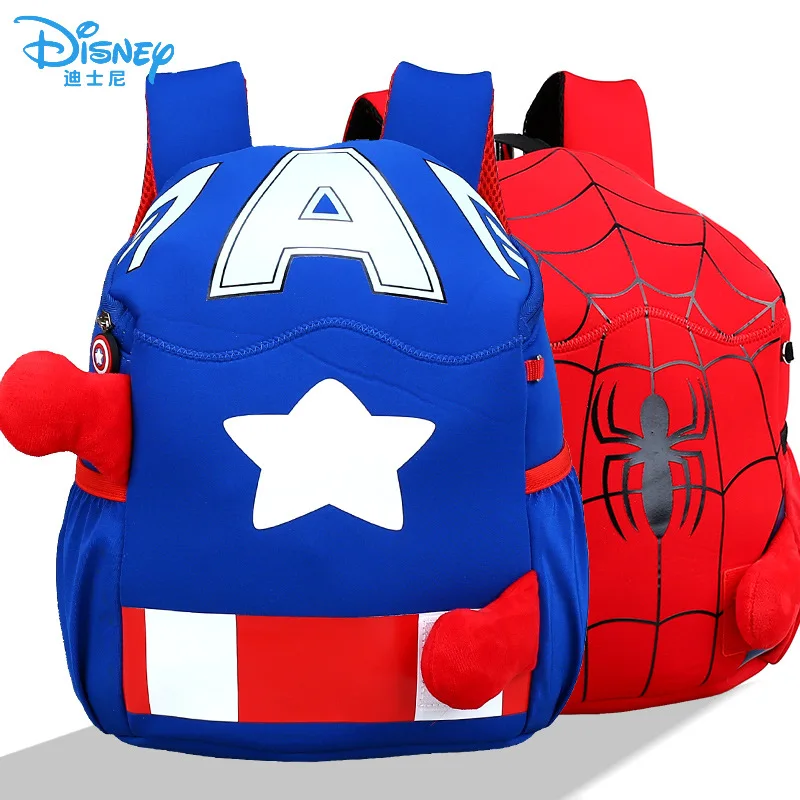 2022 Disney New Kindergarten Bag For Boys Student Shoulder Orthopedic Backpack Spider Man Captain America Age 3-8 Mochila