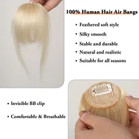 100% cheveux humains frange Clips dans Air frange frange postiche pour femmes platine blond Remy cheveux humains frange Extension de cheveux 4.5 pouces 5