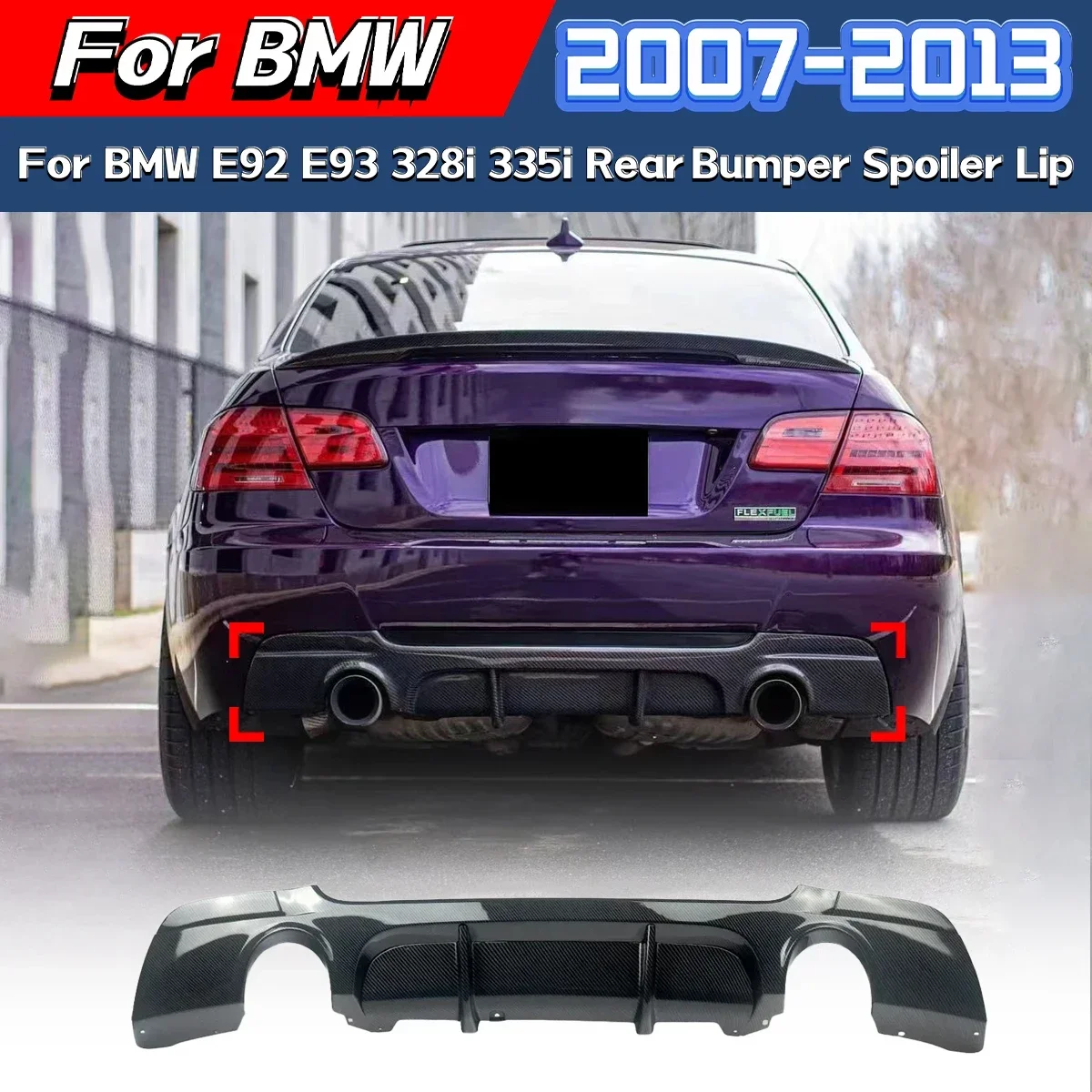 For BMW E92 E93 328i 335i 2007 2008 2009 2010 2011 2012 2013 Rear Bumper Spoiler Splitter Diffuser Lip Guard Modification Kit