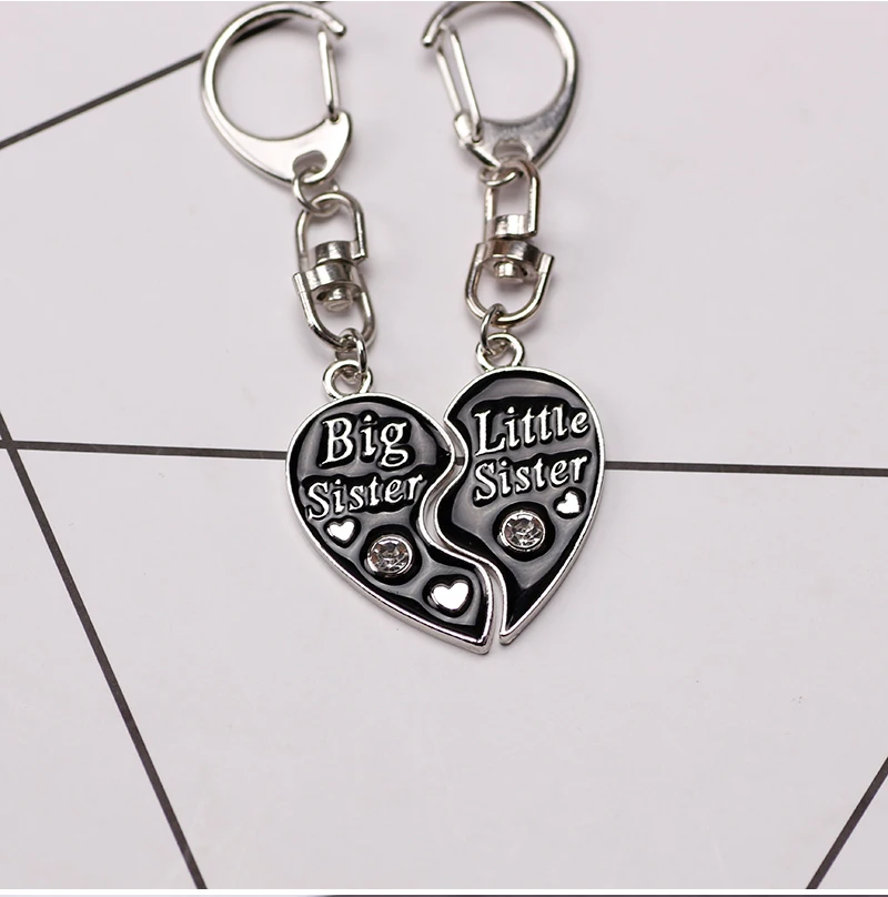 Mode Big Sis Lil Sis Keychain Für Grils Nette Herz Brief Rucksack Anhänger Auto Keychain Zubehör Schmuck Geburtstag Geschenk – Detail 11