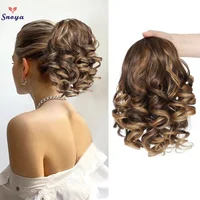 Extensions de queue de cheval synthétiques courtes bouclées avec cordon de serrage, Extensions de cheveux élégantes pour un usage quotidien, accessoires pour cheveux 1