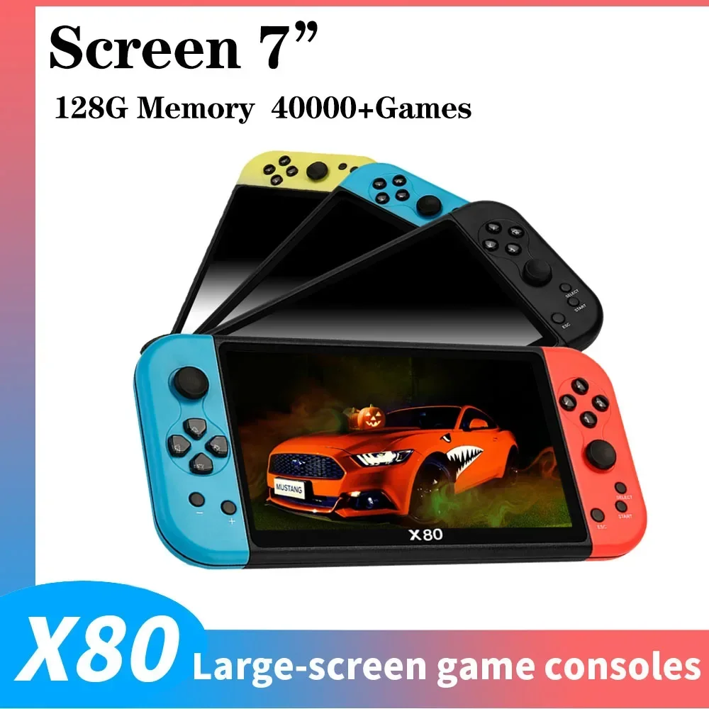 

7-inch HD Large Screen X80 Portable Game Console Arcade PS1 Emulator Multi-function Nostalgia Classic PSP Handheld Game Console