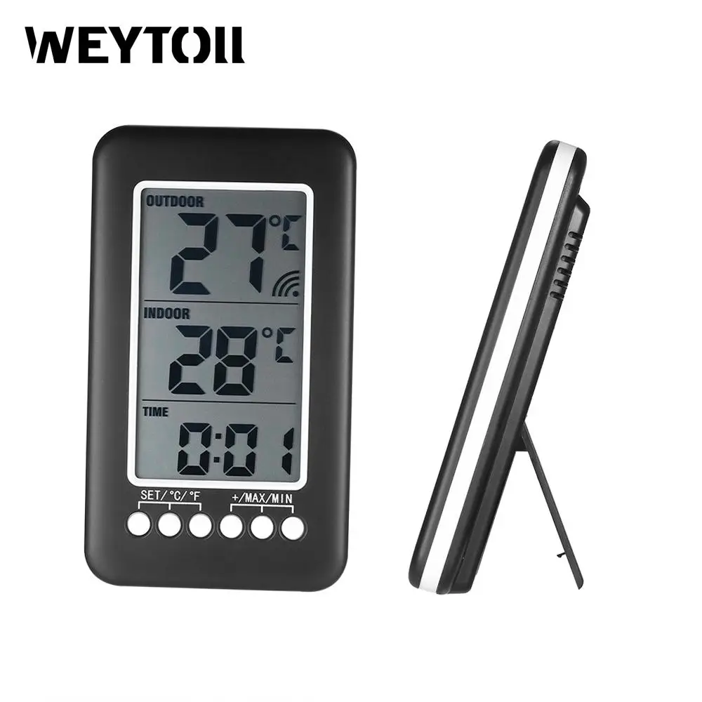 Indoor/outdoor Lcd Wireless Digital Thermometer Clock Temperature Meter Weather
