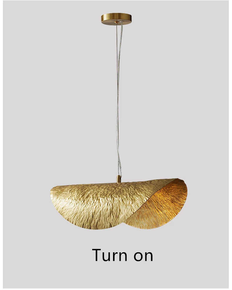 Nordic Leaf Pendant Lamp Copper Chandelier Creative Living Dining Bar Kitchen Island Lanterns LED Curved Pendant Light