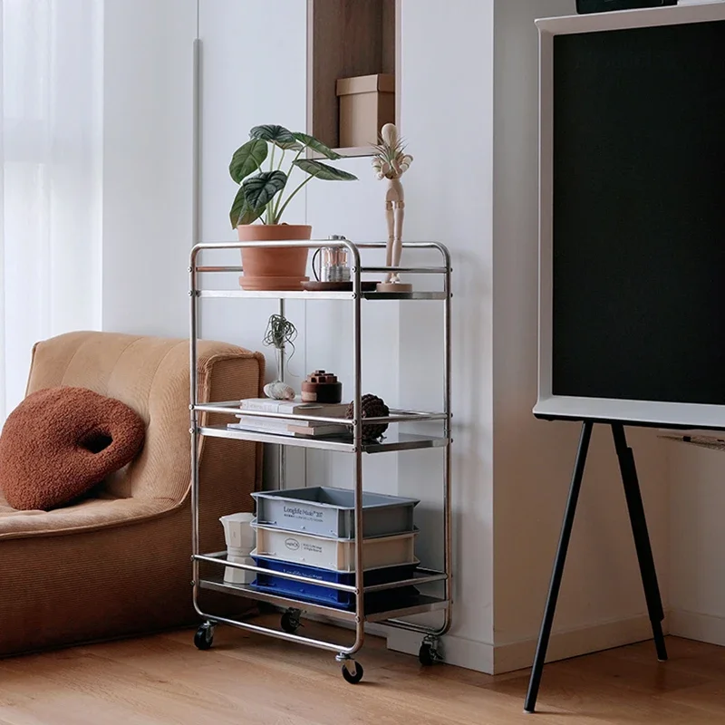 Modern Removable Trolley for Office Metal Sundries Storage Three-layer Hand Cart Stylish Unique Designer Trolley Cart for Hotel