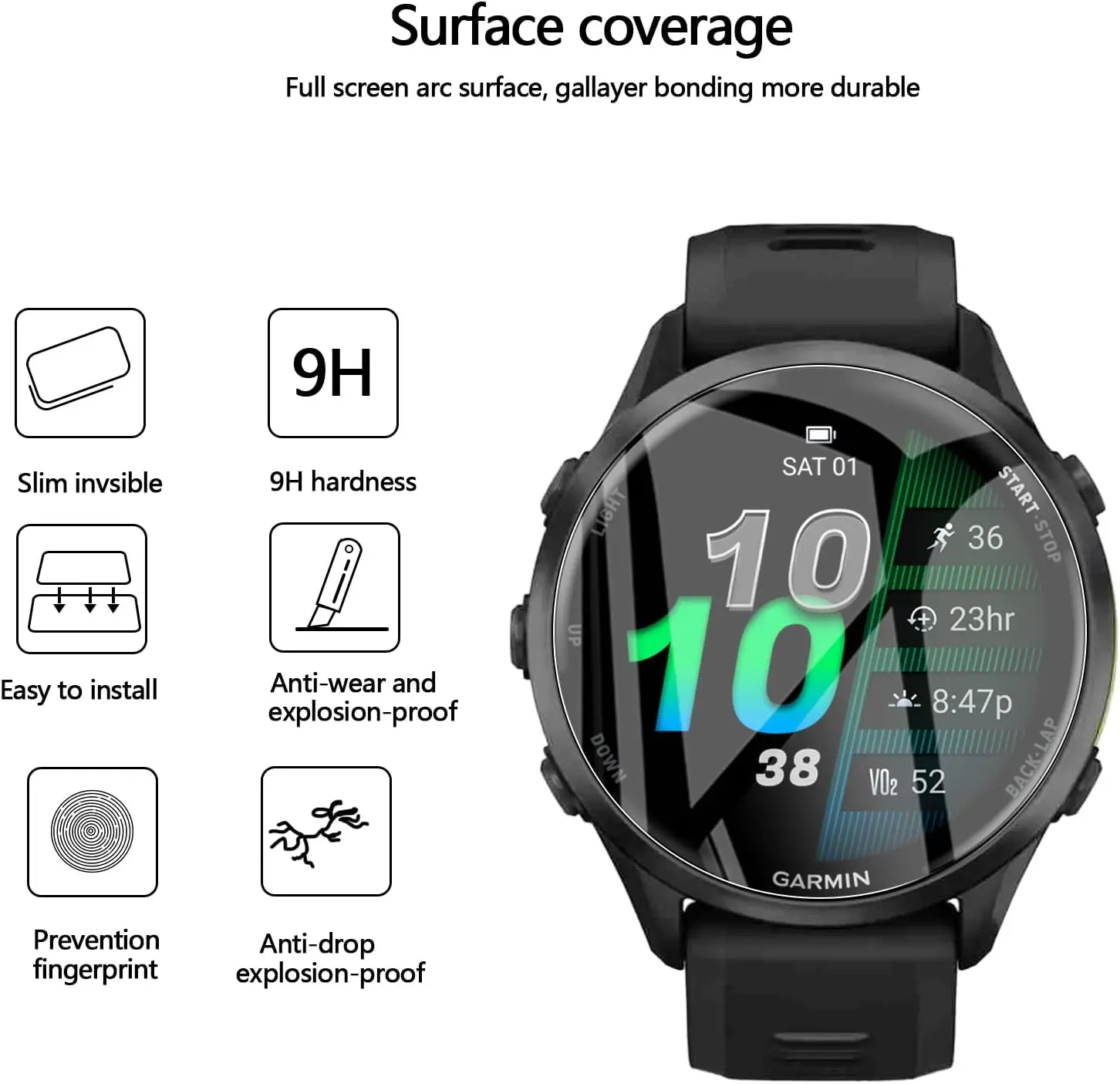 Garmin Forerunner 970용 화면 보호기 Garmin Forerunner 970용 강화 유리 긁힘 방지 보호 필름 액세서리