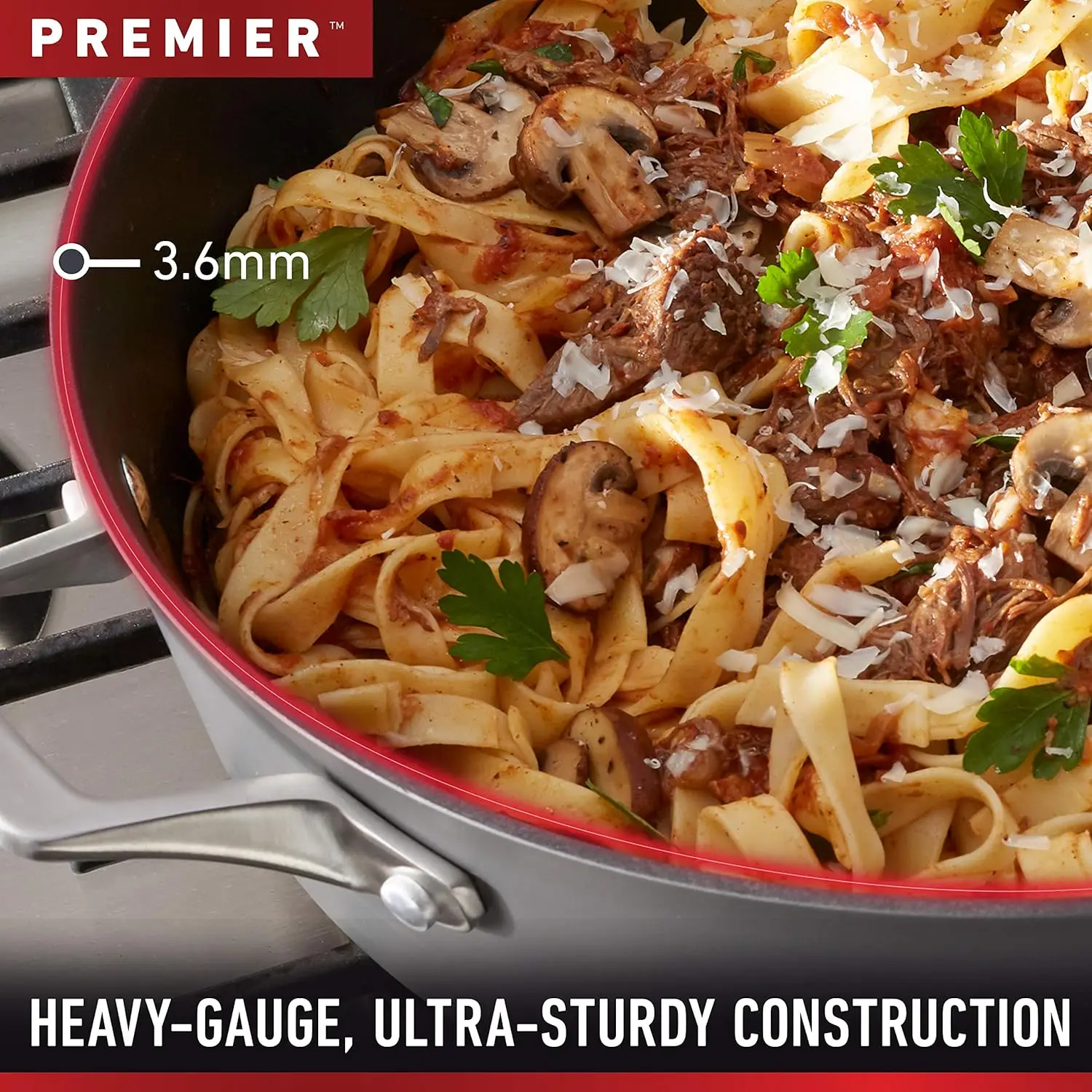 Premier Hard-Anodized Nonstick Cookware, 13-Inch Deep Skillet with Cover 3