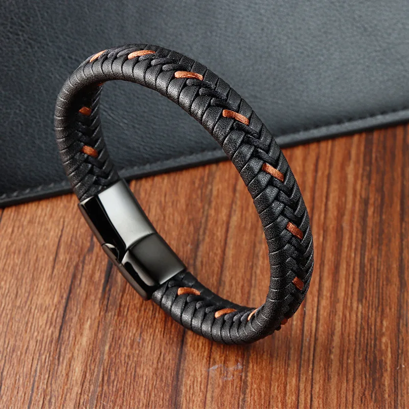 Vintage Premium Stainless Steel Jewelry Leather Elegant Men'S Bracelets Best Sellers Products Boyfriends Couples Gifts