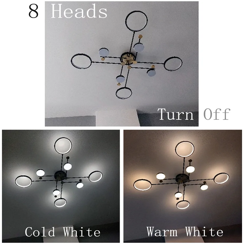 Modern LED Pendant Lamp Nodic Minimalism Ceiling Light Gold Black Hanging Chandelier Lights Dimming Remote Control Indoor