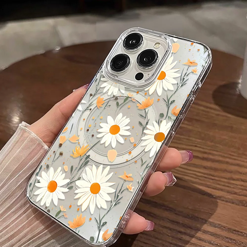 Für Samsung S26 Ultra S25 S24 S23 S22 Hülle Blumenmuster Magsafe Magnetische Hülle A57 A56 A55 A54 A36 A35 A26 A17 A16 A07 A06 Transparente Abdeckung – Detail 5