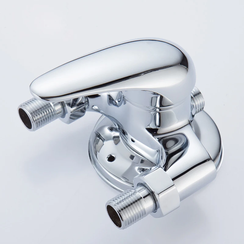 G1/2" Bathtub Shower Faucet Hot and Cold Water Mixing Valve Bathroom Set Countertop Mounted Chrome Plated Valve Bath Shower Set 6