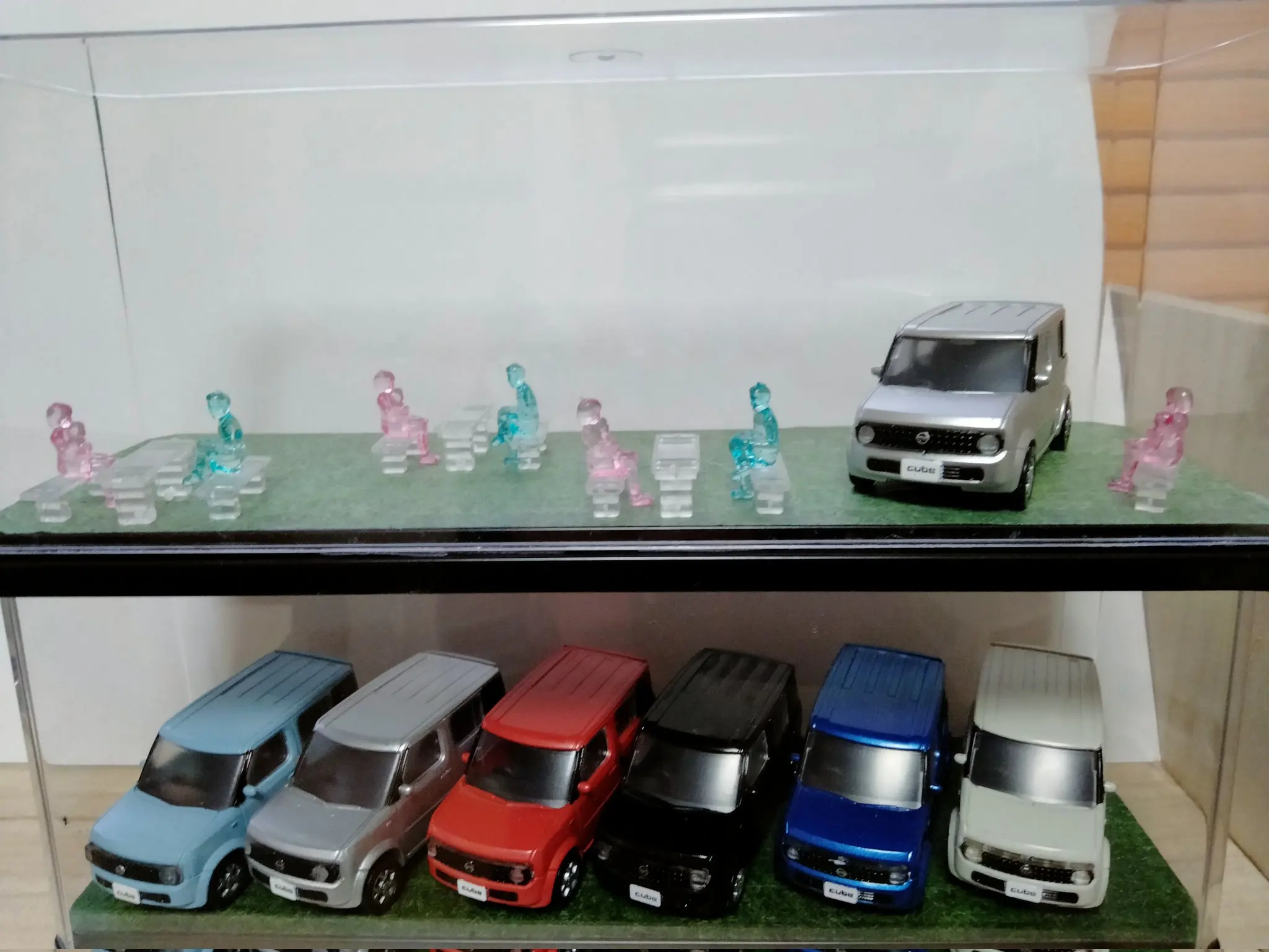 Stasto stand stone capsule toys 1/64PLUS Nissan Cube Mini MPV vehicle car  miniatures match various minicars gashapon figures