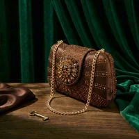 Nouvelles Escarpins et Sac Italiens pour Soirée 2026 Style INS Pointu DURABLE OUTSALE Strass Élégant Couleur Café Talons Hauts pour Femme 4