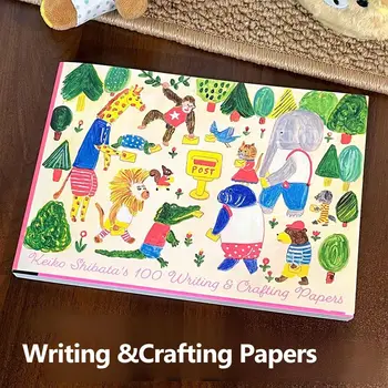 Carta Illustrata per Scrittura e Artigianato, 100 Fogli, Materiale Multifunzionale per Libri, Carta per Scrapbooking Fai-da-Te per Studenti