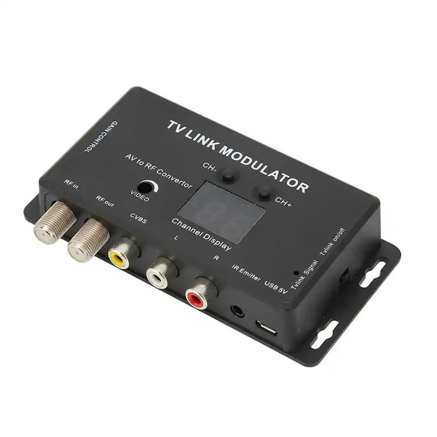 TM70RG TV Link Modulator Support PAL /NTSC Adjustable Output Gain Multifunctional Electronic UHF Home Converter USB DC 5V