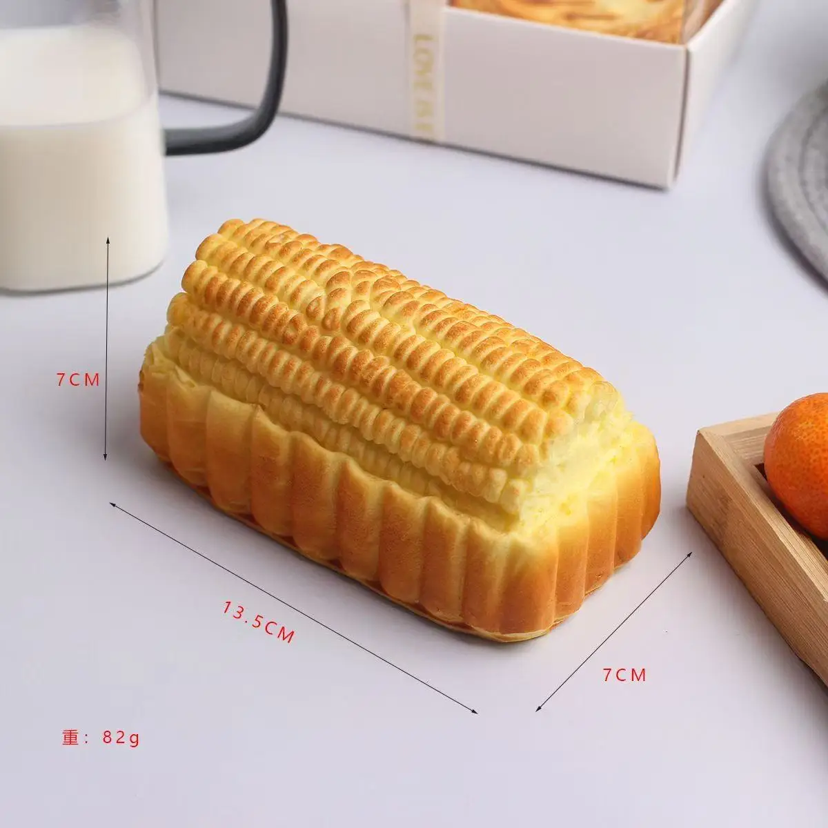 1 Stück Simuliertes Brot-Kuchen-Imitat, langsam aufspringend, kleines Croissant-Twist-Paket, weich, duftend, zum Kneifen, künstliches Kuchenbrot. – Detail 9