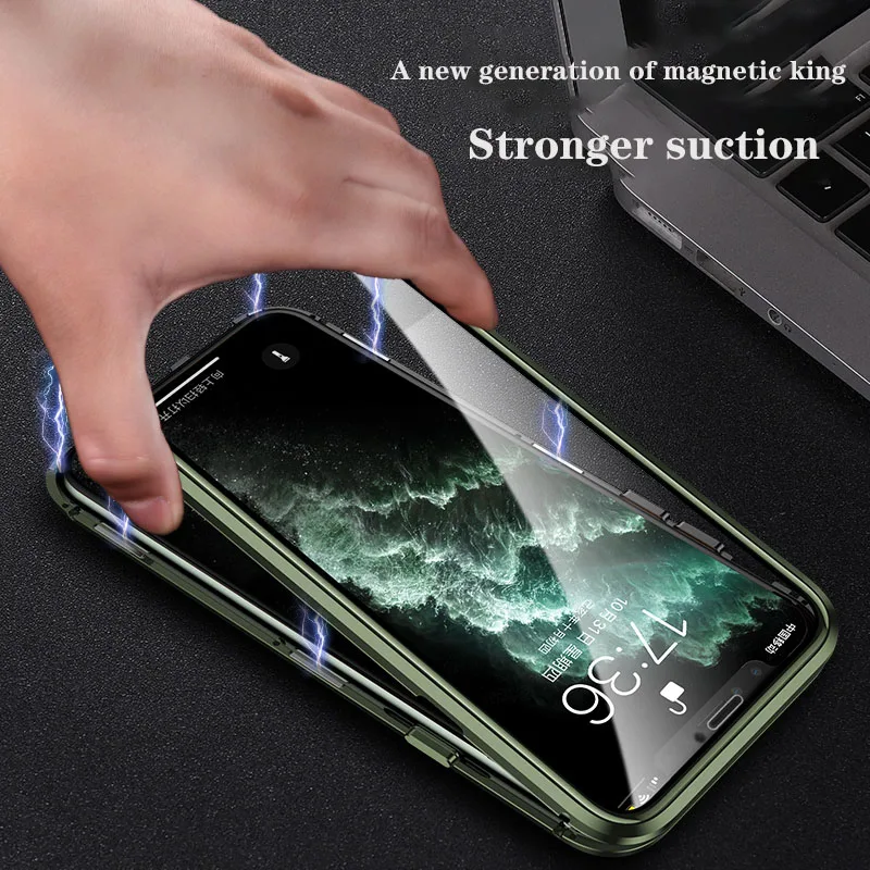 360 Metal Magnetic Case For iPhone 12 13 Mini 11 12 13 Pro Max Cases For iPhone X XR XS MAX 7 8 6 6S Plus SE 2020 Cover Coque iphone 13 leather case