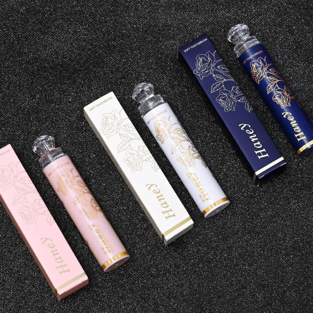 립스틱 스타일 부드러운 헤어 접이식 칫솔 휴대용 여행 칫솔 선물 상자 울트라 소프트 구강 관리 선물