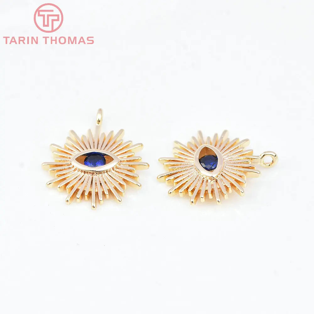 (1871)4PCS 12MM Loch 1,5MM 24K Gold Farbe Messing mit Zirkon Auge Charm Anhänger für DIY Schmuck Machen Erkenntnisse Zubehör – Detail 18