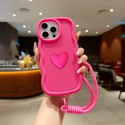 Heart Lanyard Phone Case with Enhanced Protection - Elegant Cover Design - Reno 6Z 5G (Rose Red)