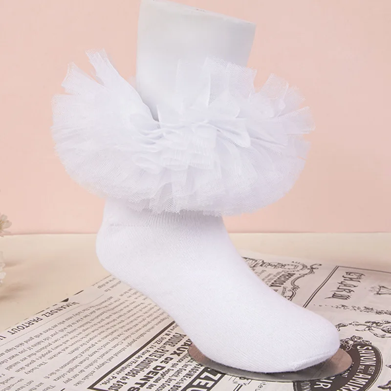 Children Socks Baby Girls Cotton Socks Bow Tie Lace Ruffle Ribbons Multi Colors