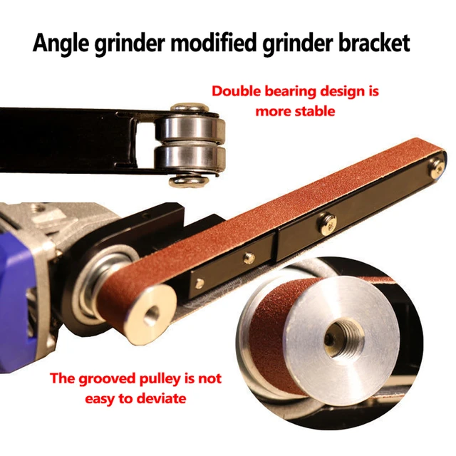 Meuleuse d'angle, accessoires de tête de Conversion modifiés, adaptateur de  ponceuse à bande pour meuleuse d'angle, outils de travail du bois en