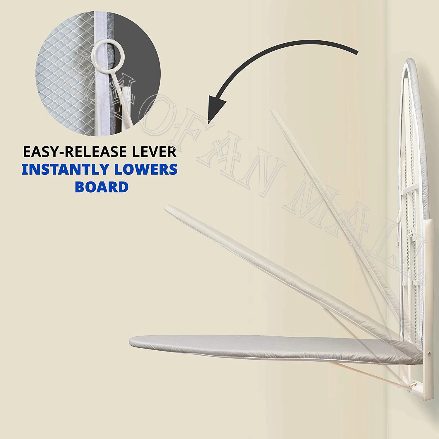 Wall Mounted Ironing Board 36.2" X 12.2" Compact Mount Fold Down Ironing Board for Small Spaces Space Saving with Cotton Fab