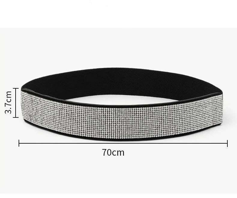 2023 Nuevo cinturón vendedor caliente Bling Water Diamond Incrustaciones de diamante completo Cinturón elástico Flash Diamond Moda para mujer Vestido versátil Cubierta de cintura de cristal_voghion.com