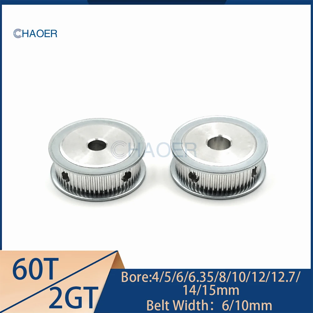 

2GT 60 Teeth Timing Pulley Bore 4/5/6/6.35/8/10/12/12.7/14/15mm Fit Belt Width 6/10mm GT2 60Teeth Synchronous Wheel 2MGT Gear