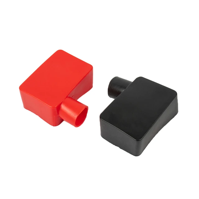 Couvercle de borne de batterie de voiture en caoutchouc carré noir et  rouge, capuchon de protection isolant, connecteurs de fil, 2 pièces -  AliExpress