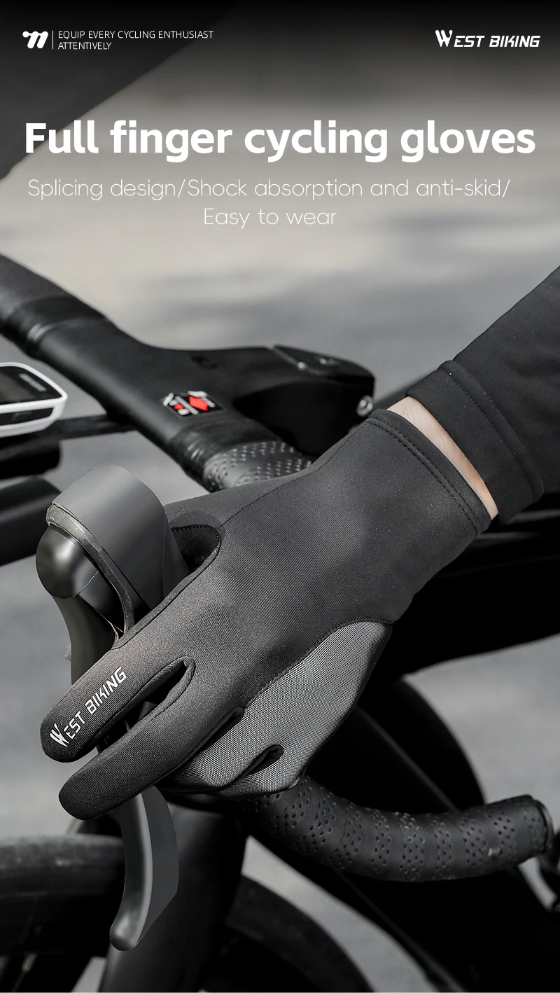 WEST BIKING Fahrradhandschuhe Touchscreen Vollfinger-Fahrradhandschuhe für Männer Frauen Anti-Rutsch-atmungsaktive MTB-Rennradhandschuhe – Detail 1