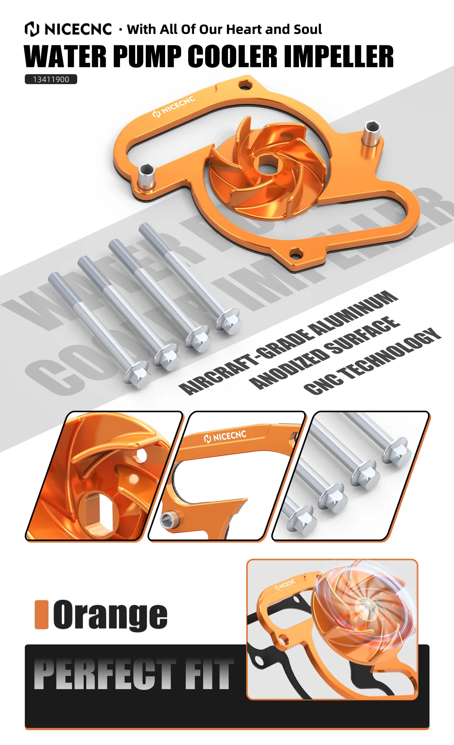 Für KTM 950 990 Adventure/S Übergroßer Wasserpumpen-Kühler Impeller Abstandshalter-Kit 990 LC8 ADV 950 990 Supermoto 990 SMR SMT 990 ADV R – Detail 8
