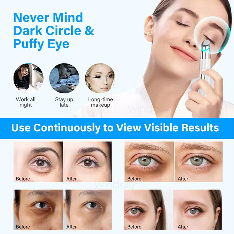 IPL Eye Face Massager Vibration Heated Facial Massage Wand Pen Dark Circles Puffiness Anti Wrinkle Skin Care Tool Beauty Device eye massager