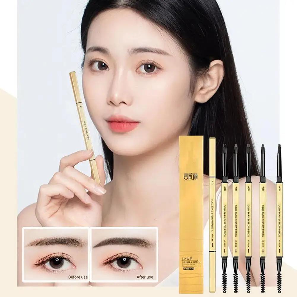 Matita Per Sopracciglia Piccola Barra D'Oro Nucleo Ultra-Fine Liscio Impermeabile Di Lunga Durata Non Decolorante Penna Per Sopracciglia Donna Cosmeti