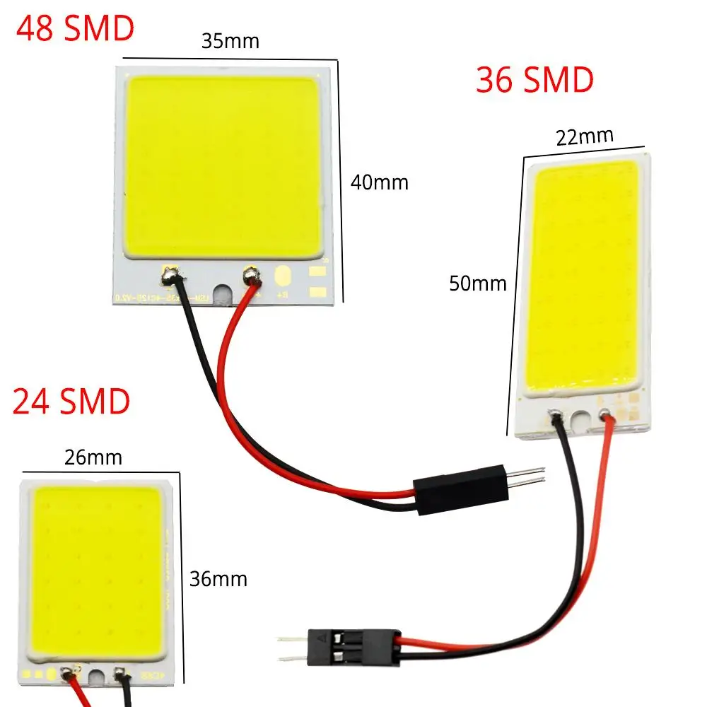 T10 W5W Auto Interior Reading 24SMD 36SMD 48SMD cob Dome Festoon Brake License Panel Door Led Trunk Lamp Clearance Car Light 12v