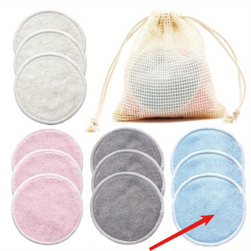 Eco-Friendly Bamboo Makeup Remover Pads - Reusable & Washable Facial Cleansing Rounds, 12-Pack