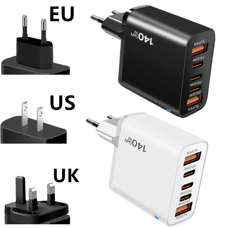 Gan 140w Usb C Charger Pd Fast Charging Travel Charger For Iphone Samsung Xiaomi Huawei Oppo Mobile Phone Adapter Eu Us Uk Plug, Alina Gadgets