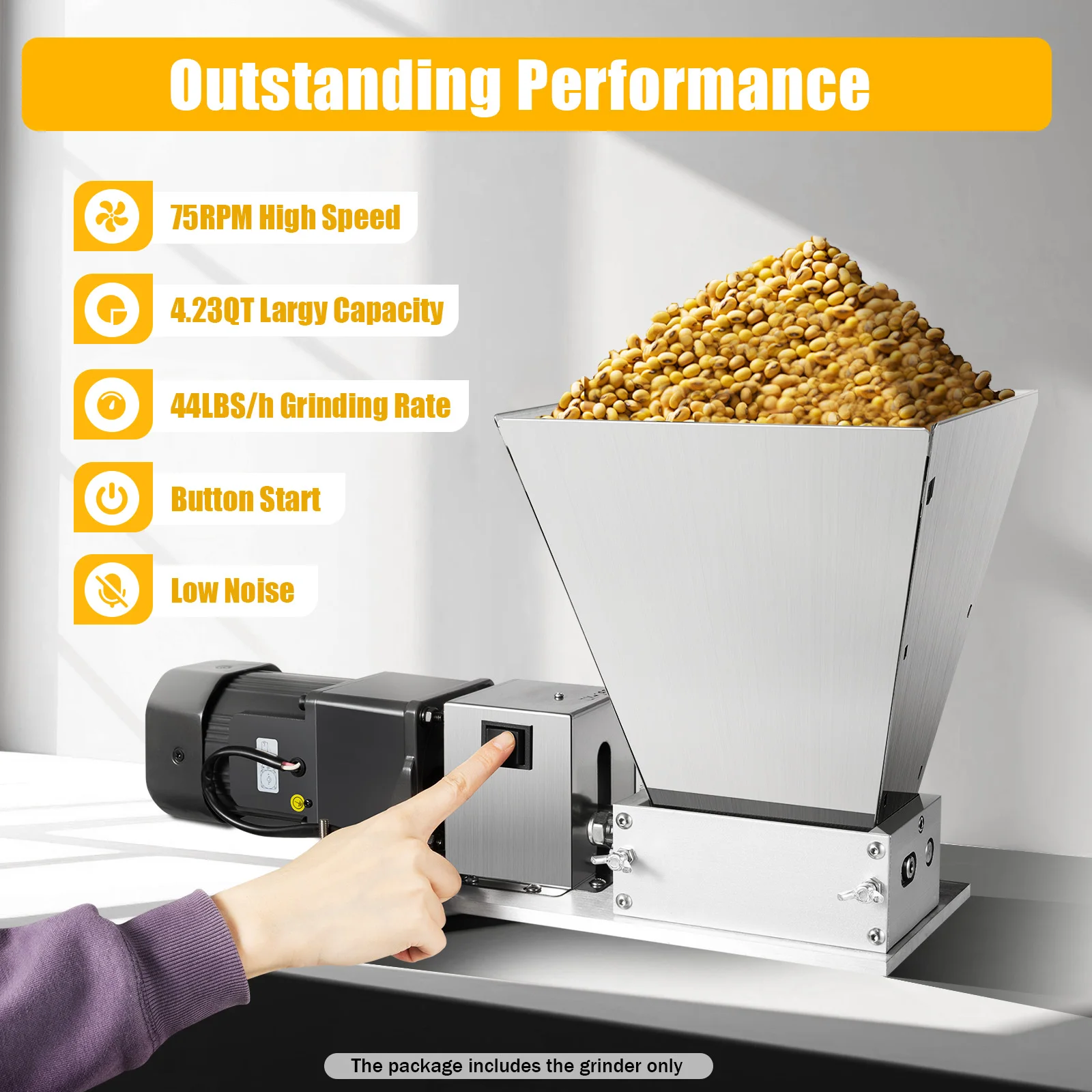 110V Electric Grain Mill Grinder 2 Roller Crusher Heavy Duty Malt Mill Homebrew Crusher