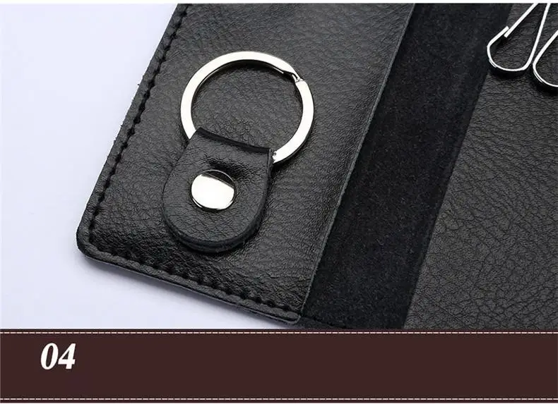 Genuine Leather Keychain Men Women Key Holder Organizer Pouch Cow Split Car Key Wallet Housekeeper Key Case Mini Card Bag A-001