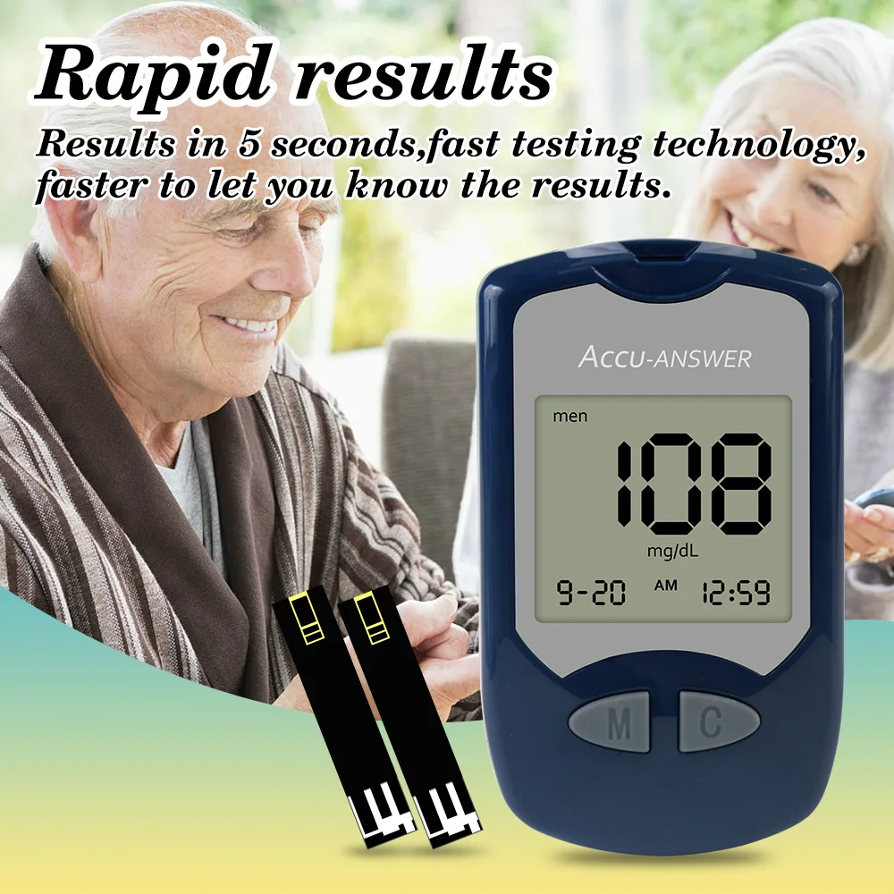 Blood Glucose Monitor Kit with 50 Blood Sugar Strips 50 Lancets and 1 Lancing Devices No Coding Required