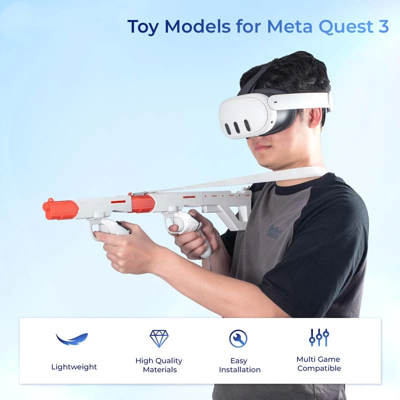 Magnetic VR Handle Stock for Meta Quest 3 3-in-1 Changing VR Handle Accessories，Shoulder Strap for Enhance FPS Gaming Experience