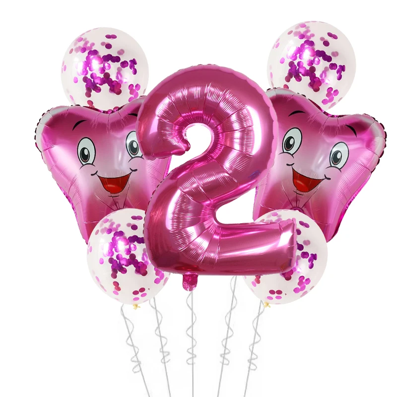 7 stücke Große Zahn Folie Luft Ballons Kinder Schöne Aufblasbare Rosa Blau Globos Alles Gute Zum Geburtstag Party Dekorationen Baby Dusche Junge mädchen – Detail 2