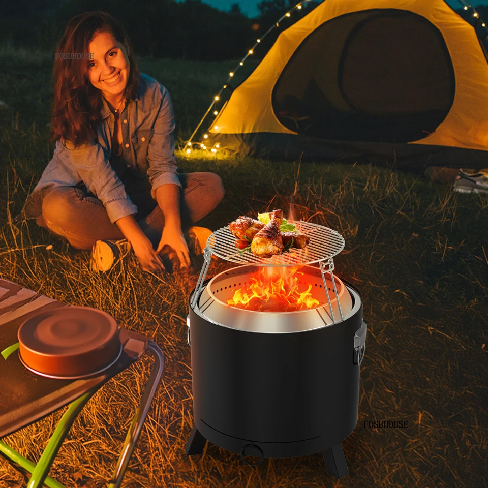 FORNO A LEGNA da campeggio funzionale fornello da picnic escursioni pieghevole pesca EUR 20,26