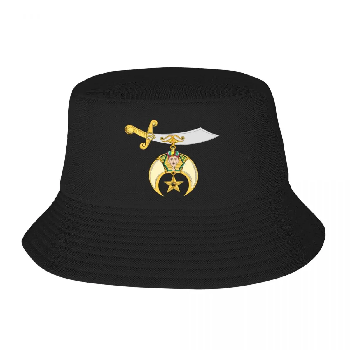 

Aleppo Shriners Print Bucket Hat Double Side Reversible Bob Hats Cotton Foldable Unisex Fisherman Cap Travel Sunscreen