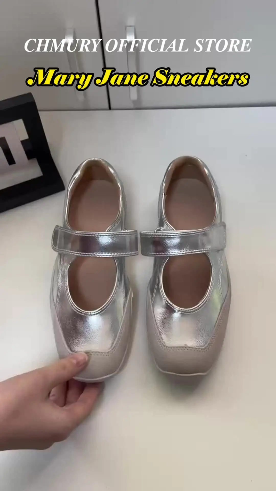 CHMURY Sivler Mary Jane Кроссовки Балетки Ballerian Disco Широкие туфли Женские большие размеры 41