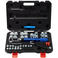 Hydraulic Flaring Tool Kit 3/16"-1/2" 45° Double Brake Flare Tool with Tube Cutter and Deburrer 32 PCS Tube Flaring Tools 1