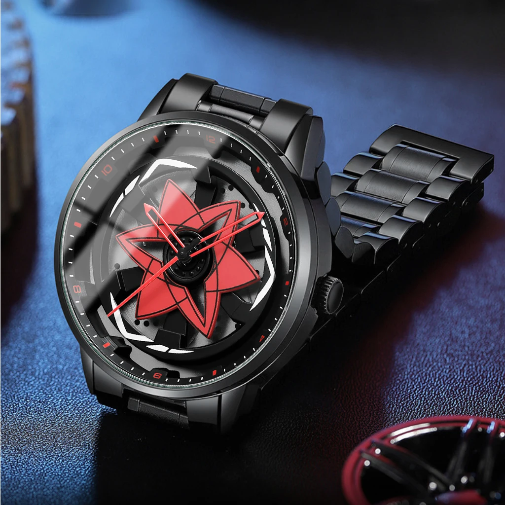 Brand Men Watch Creative Spinning Racing Series Clock Stainless Steel Sports Quartz Movement Waterproof Watch For Men_voghion.com