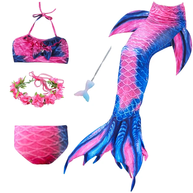 Vestidos de natación de cola de sirena para niñas, disfraz de Cosplay, ropa  de playa, bañador para niños - AliExpress